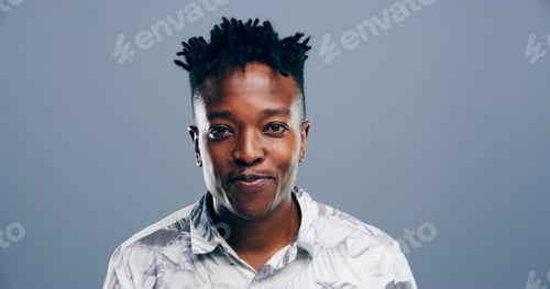 Preview: Serious, business and creative with portrait of black man in studio for opportunity, inspiration an