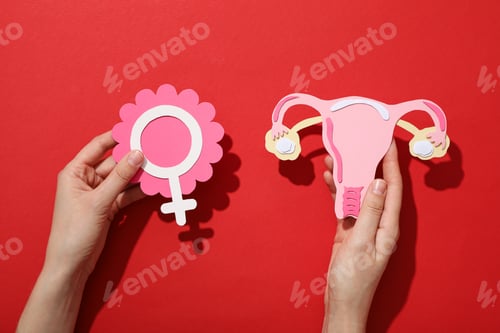 Preview: Female Reproductive System Art Concept on Red