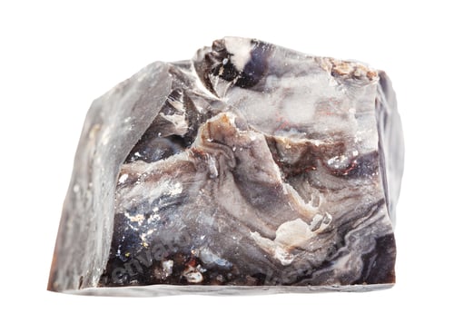 Preview: unpolished black Flint stone isolated on white