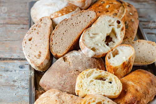 Preview: Bread Many Different Kinds Of Bake Ciabata, Rye, Wheat And More Assortment Of Pastries Black And