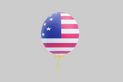 Preview: Oval balloon with partial american flag motif