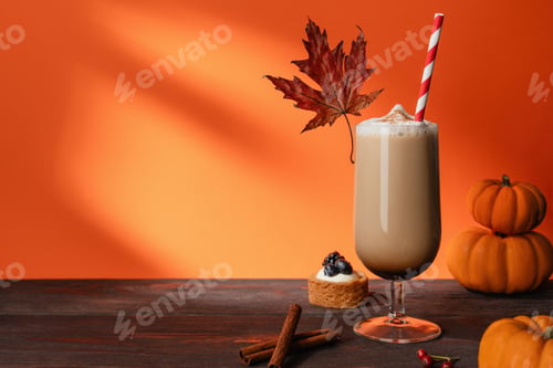 Preview: pumpkin Spice Latte With Cinnamon And Maple Leaf