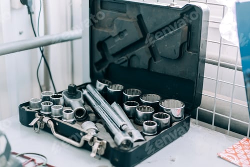 Preview: Car repair tools at service station