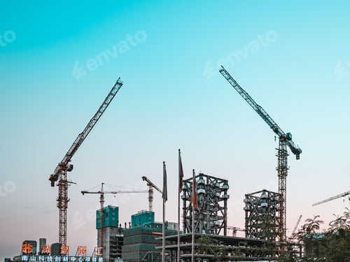 Preview: Construction area with tower cranes