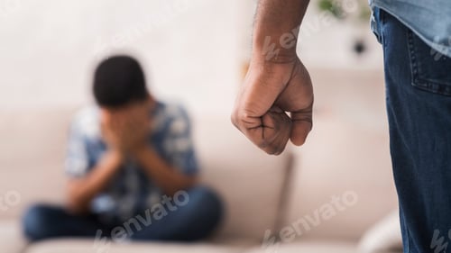 Preview: Little black boy suffering from domestic violence of father