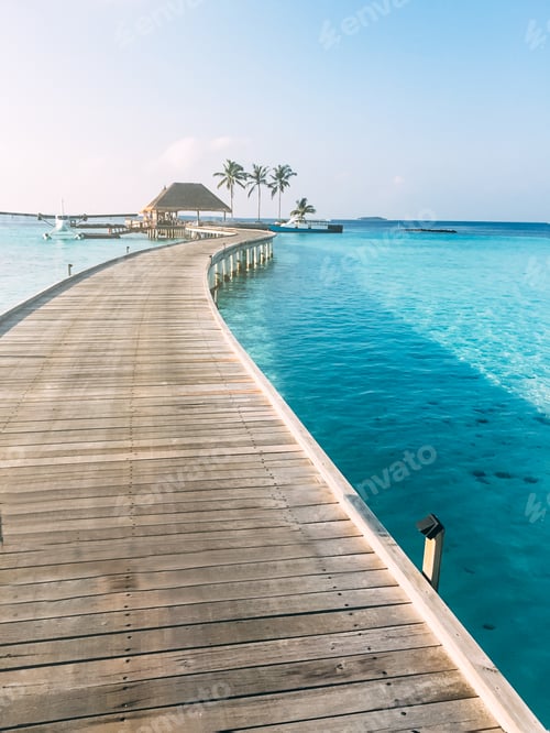 Preview: Maldives island luxury resort wooden pier