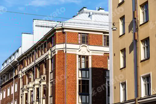 Preview: A view of charming architecture with beautiful designs on a sunny day in Helsinki, Finland.
