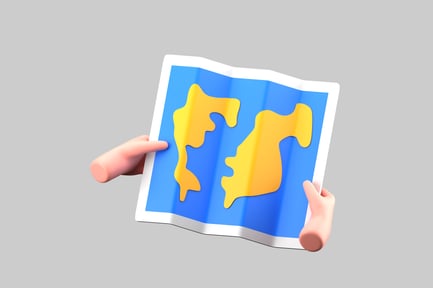 Preview: Cartoon treasure map with hands