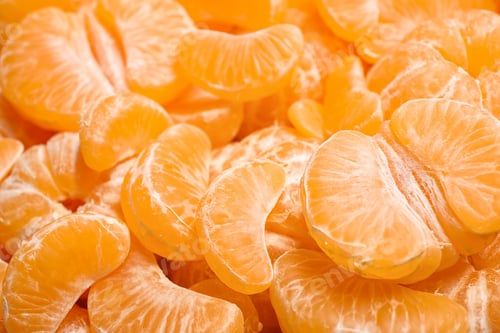 Preview: Peeled fresh ripe tangerines as background, closeup