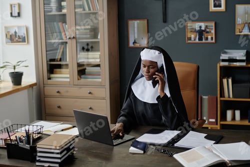 Preview: Nun Speaking on Smartphone
