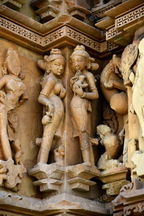 Preview: Stone carving sculptures Javari Temple, Khajuraho, a UNESCO world Heritage site, India.