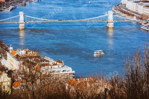 Preview: View of River Danube from Gellert Hill, Budapest, Hungary, Europe