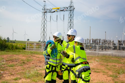 Preview: Professional maintenance engineer working at wind turbine farm