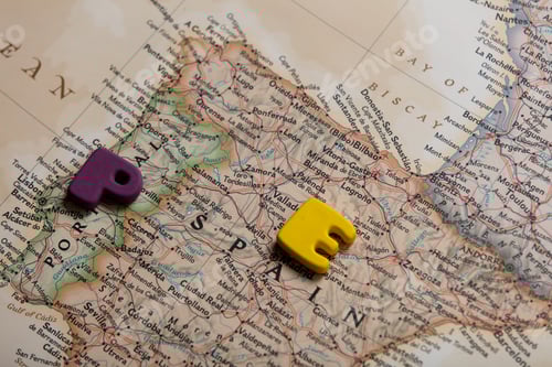 Preview: photo of map of Spain and colorful letters on the wonderful background