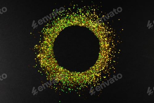 Preview: Composition of circle of gold spots on gray background