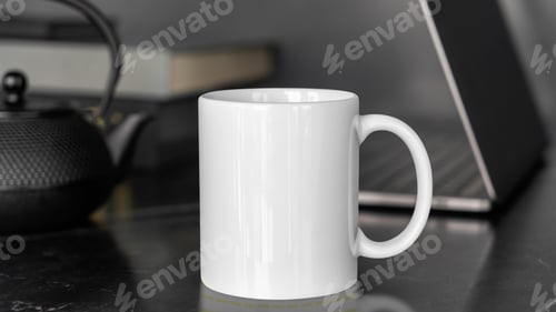 Preview: Clean White Mug Mockup. Isolated Coffee Cup Blank Template, Concept for Design and Branding