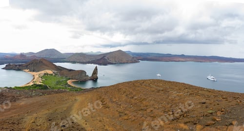 Preview: Galapagos Islands. Ecuador. Bartolome Island in cloudy day