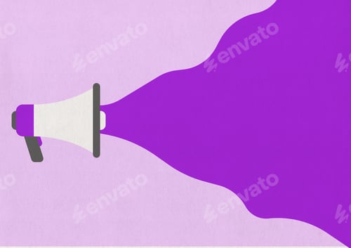 Preview: Megaphone illustration on purple paper background