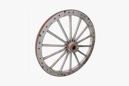 Preview: Six-spoked wooden wheel with rim perforations