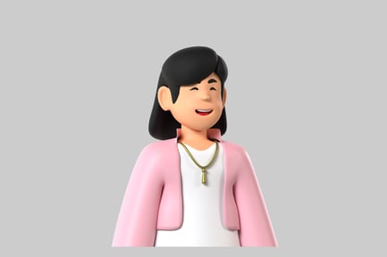 Preview: Cartoon woman with pink jacket