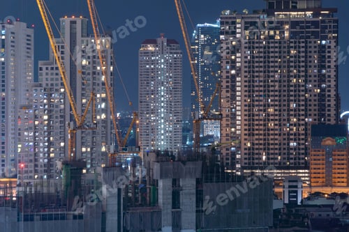 Preview: Office buildings windows. Glass architecture facade design in urban city, downtown city