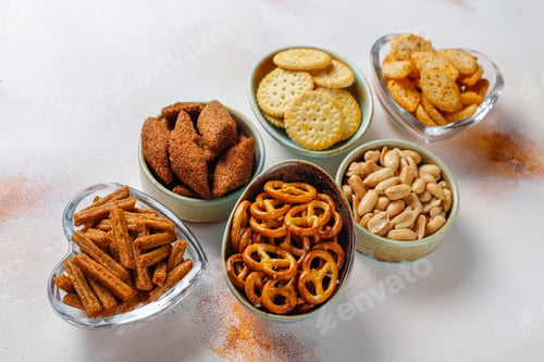Preview: Assortment of unhealthy snacks.