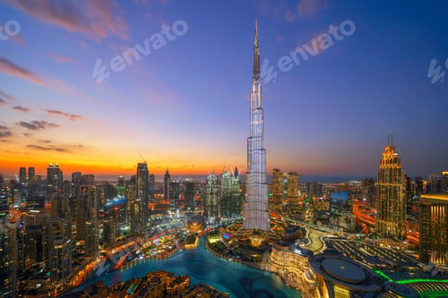 Preview: Dubai Downtown skyline, United Arab Emirates or UAE. Urban city.