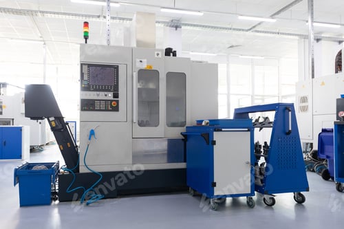 Preview: an interior shot of producing line of metal parts in modern plant