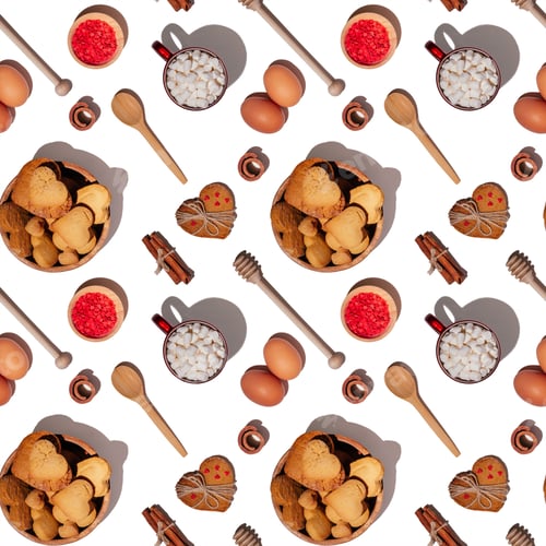 Vista previa: Patrón sin fin sin fisuras de ingredientes y accesorios para hornear,