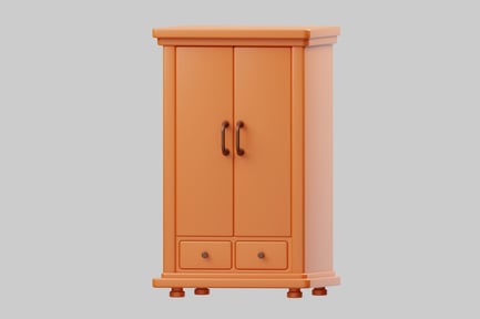 Preview: Minimalist two-door wardrobe with drawers