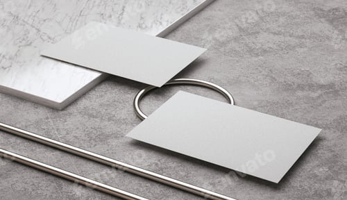 Preview: 3D Illustration. Blank white business cards mockups. Elegant modern template for branding identity.