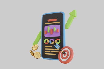 Visualização: Smartphone com ícones e símbolos coloridos