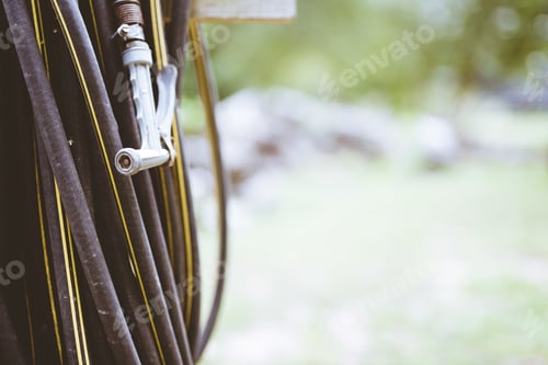 Preview: Closeup shot of a garden hose with a blurred background