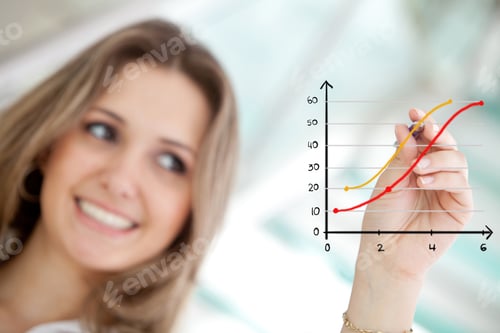 Preview: Business Woman Drawing A Graph Showing Growth