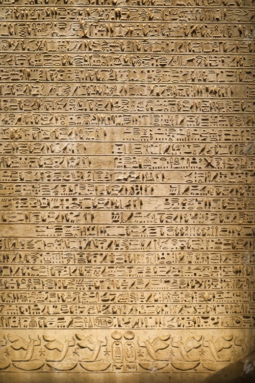 Preview: Egyptian hieroglyphs stone background. Egyptian hieroglyphics stone background in Egypt