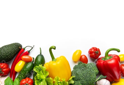 Preview: Fresh organic vegetables forming a colorful healthy food border