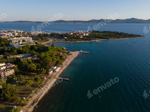 Preview: Aerial view of the coastal city of Zadar, Croatia, with its stunning architecture and coastline.