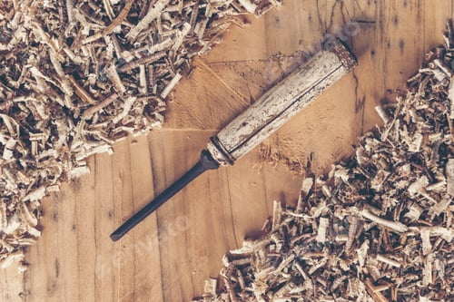 Preview: pine wood planks on wood table studio construction background