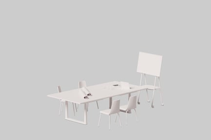 A simple workspace with a whiteboard.