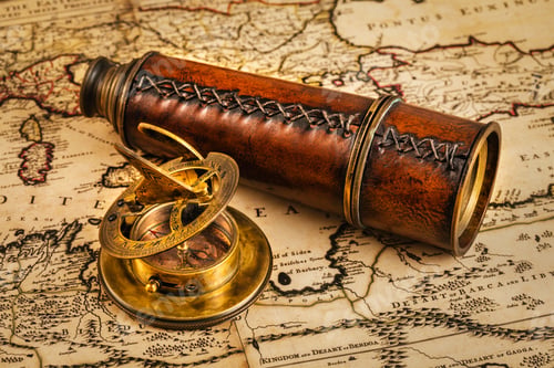 Preview: Old vintage compass on ancient map