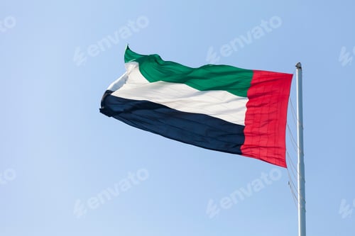 Preview: UAE flag against blue sky