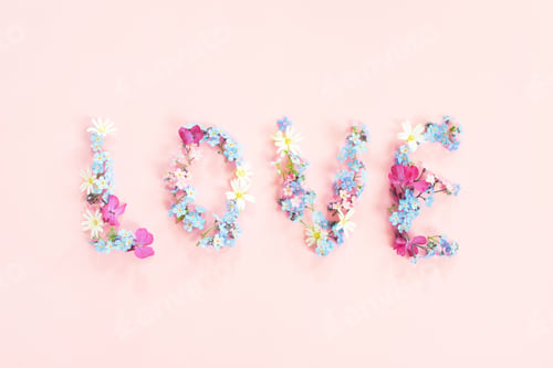 Preview: Word Love Made of Fresh Flowers