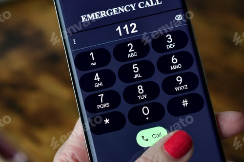 Preview: Dialing 112 Emergency services Call on mobile cell phone - police, fire department rescue EMT