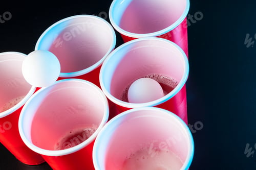 Preview: Cups for game Beer Pong on the table