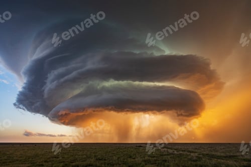 Preview: Rotating Supercell Mothership cloud formation at Sunset