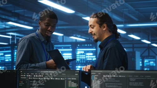Preview: System administrators in server hub monitoring data center