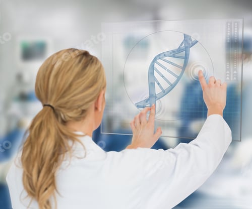 Preview: Woman Using Dna Helix Interface Hologram