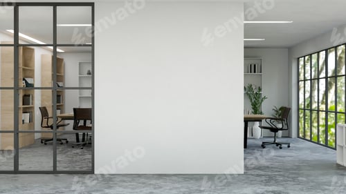 Preview: Modern urban company office indoor building interior