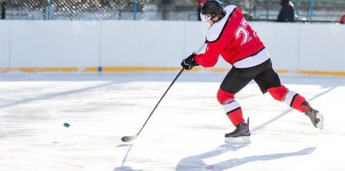 Preview: Professional ice hockey player in attack on the rink