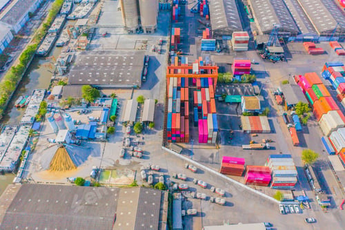 Preview: Shipping container site loading in logistic port warehouse storage business import and export goods